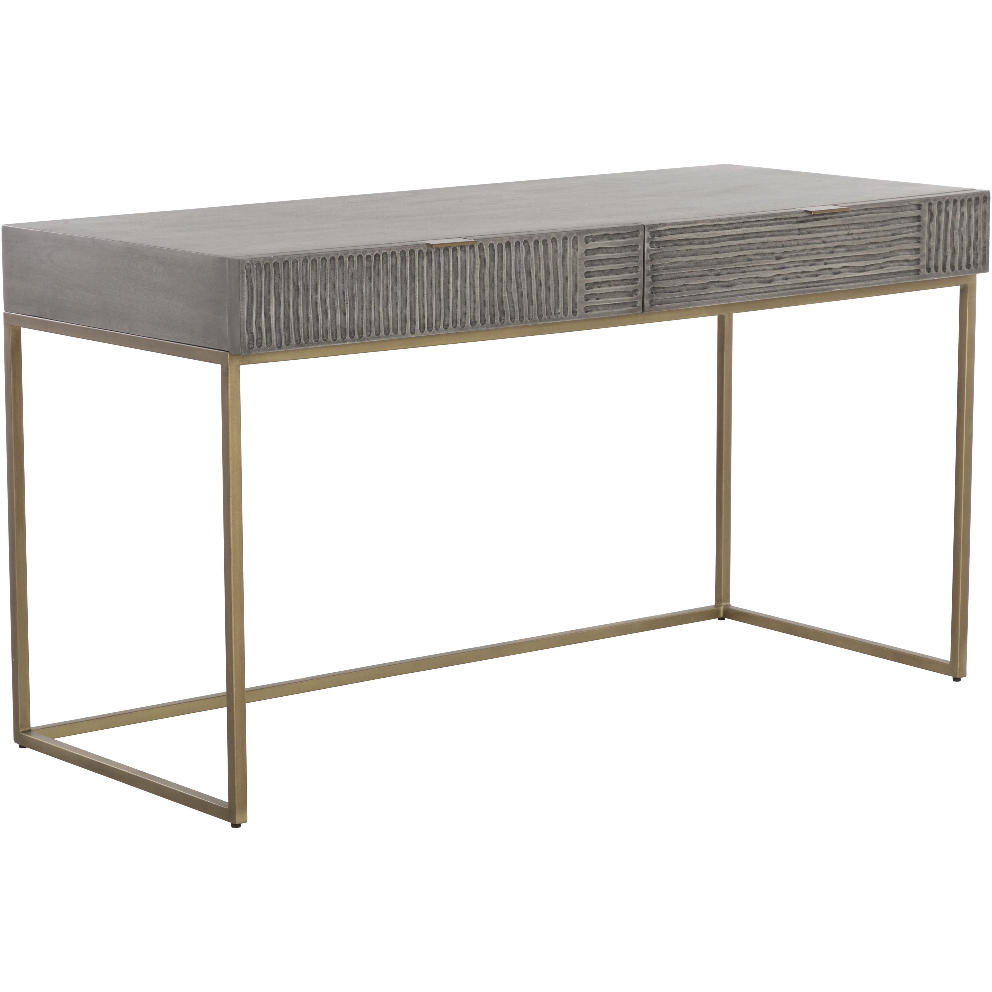 Markel 56 X 24.75 inch Grey / Antique Brass Desk